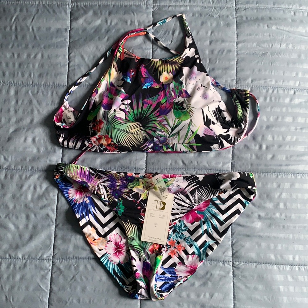 Tinibikini NWT swimwear reversible bikini new XL